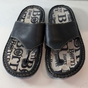 Born Women's Leather Black Slide Sandal Size 9 Monogram